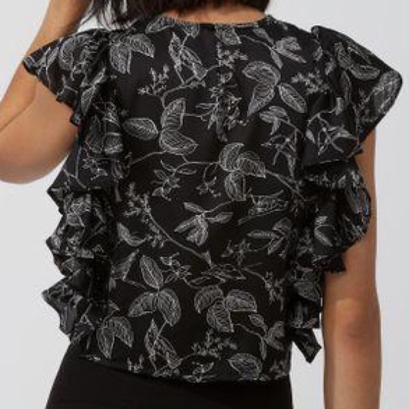 Frank & Oak Ruffled Blouse w/ Birds and Leaves - Picture 3 of 7